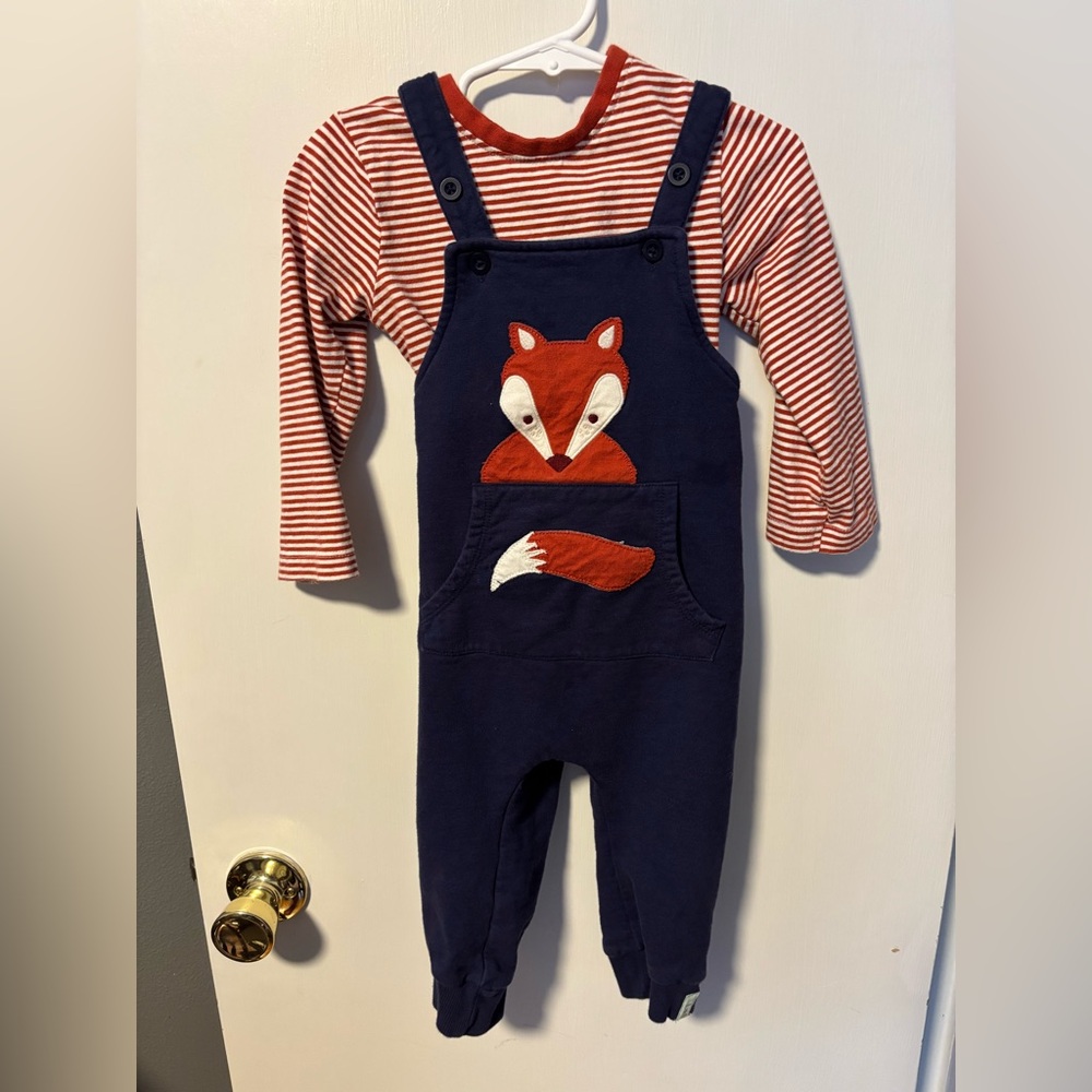 Fox Navy Overalls with Striped Shirt